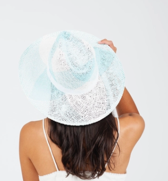 The Blue and White Straw Fedora Hat