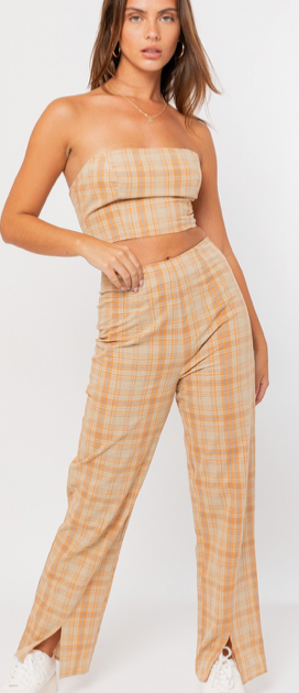 Tube Top and Pant Set in Plaid