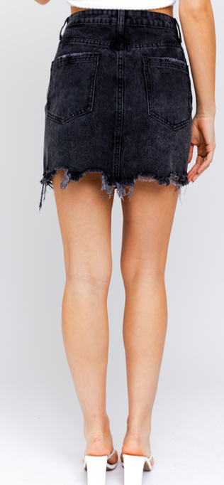 Distressed Detail Denim Mini Skirt