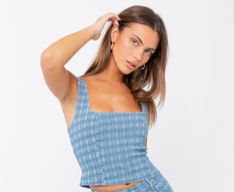 Denim Fitted Corset Top