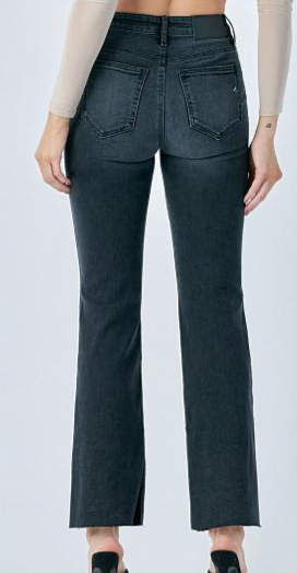 Charcoal High rise Bootcut Jeans with Slit by Hidden Jeans