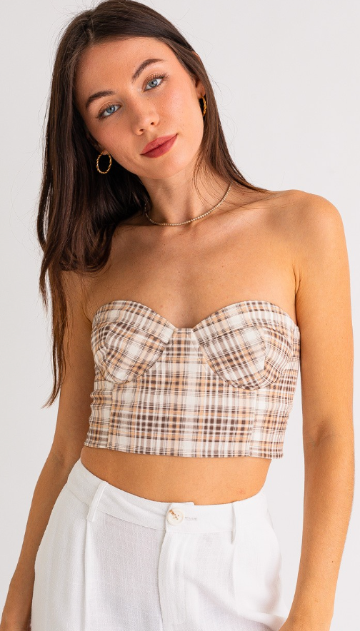 Bustier Plaid Tube Top