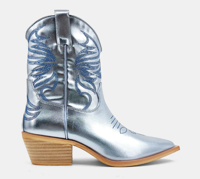 Metallic Blue Boot Shoe
