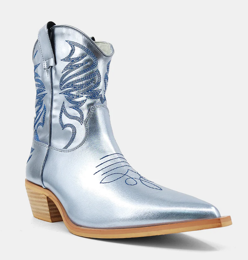 Metallic Blue Boot Shoe