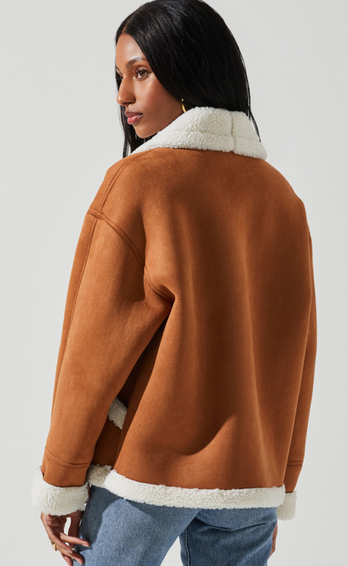 Camel Suede Jacket with Faux Fur by ASTR the label