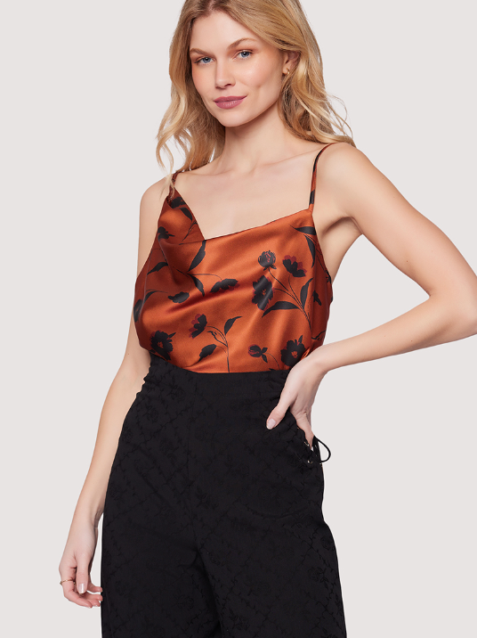 One Shoulder Brown Floral Top by Lost and Wander