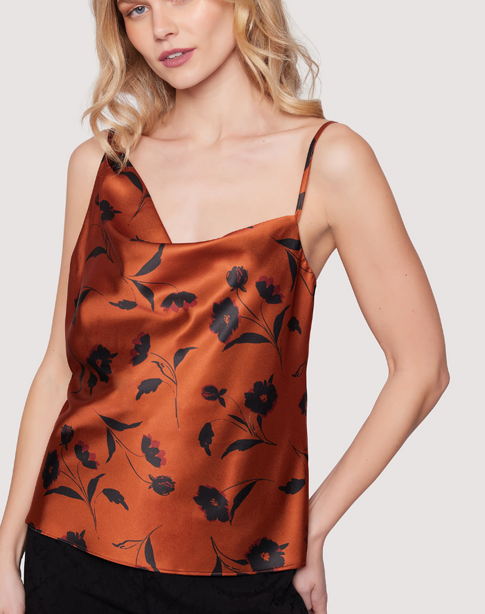 One Shoulder Brown Floral Top by Lost and Wander