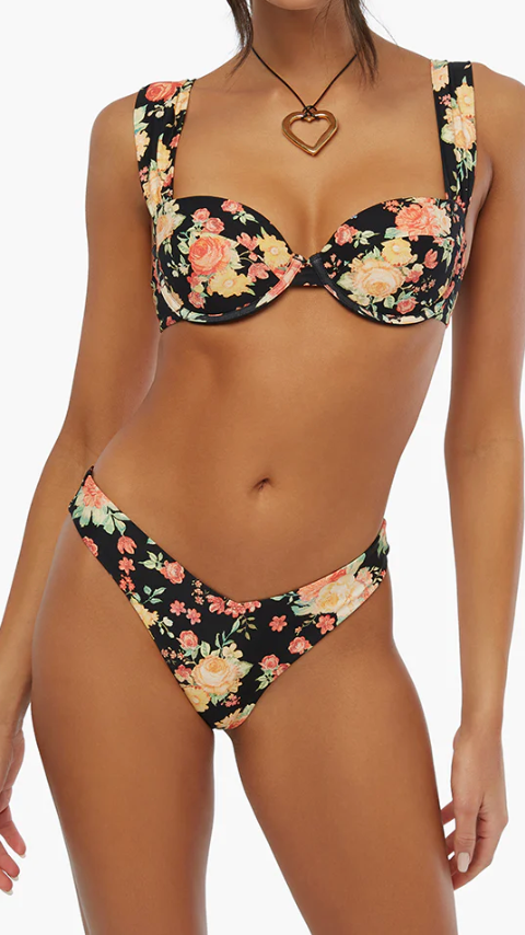 Black Multi Floral Swimsuit Set by We Wore What